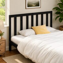 Black Wooden Bed Headboard Dimensions: 141cm, Pine Material