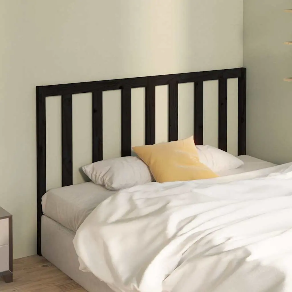 Wooden Bed Headboard Bedroom 141cm Black Solid Pine Wood