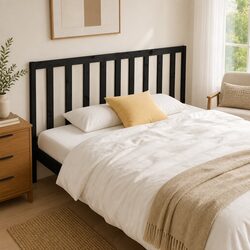 Black Solid Pine Wood Bed Headboard 186cm Bedroom Furniture Back Support