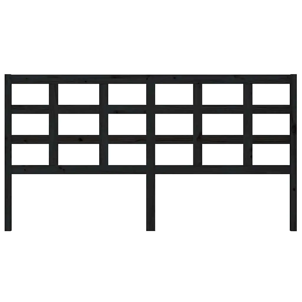 Black Bed Headboard, 185.5 cm, Solid Pine Wood