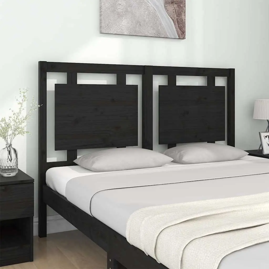 140.5 cm Black Solid Pine Wood Headboard