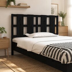 140.5 cm Black Solid Pine Wood Bed Headboard