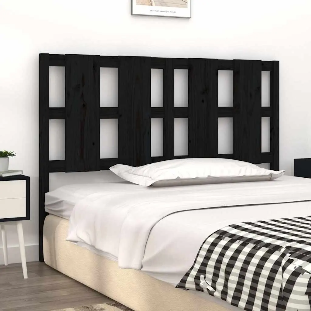 Bed Headboard Black 140.5 cm Solid Wood Pine Bedroom Furniture
