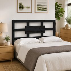 Specifications of Solid Black Pine Wood Bed Headboard
