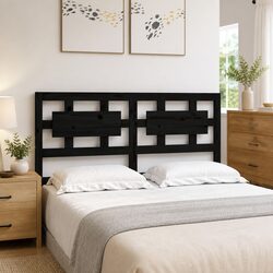 Black Wooden Bed Headboard 185.5 cm Width