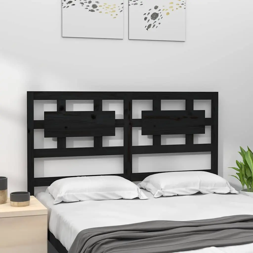 Black Wooden Bed Headboard 185.5 cm Width