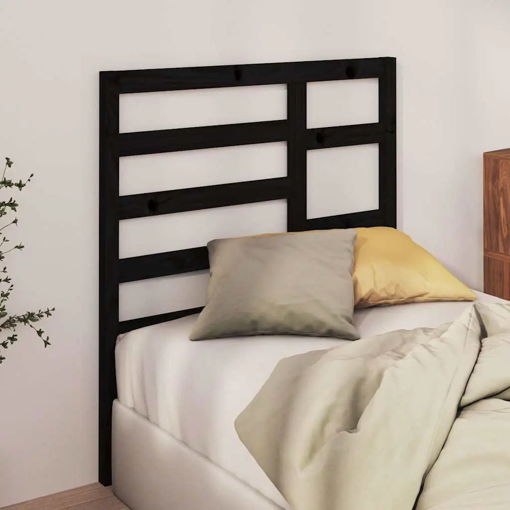 Black Wooden Bed Headboard 96cm Solid Pine Wood Bedroom Furniture Décor
