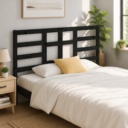 Black Solid Wood Pine Bed Headboard 141cm Bedroom Furniture Wooden