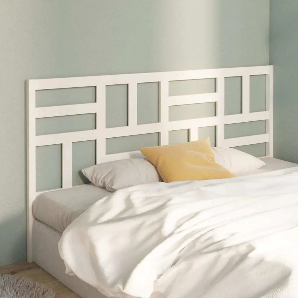 White Wooden Bed Headboard 186cm, Solid Pine Construction