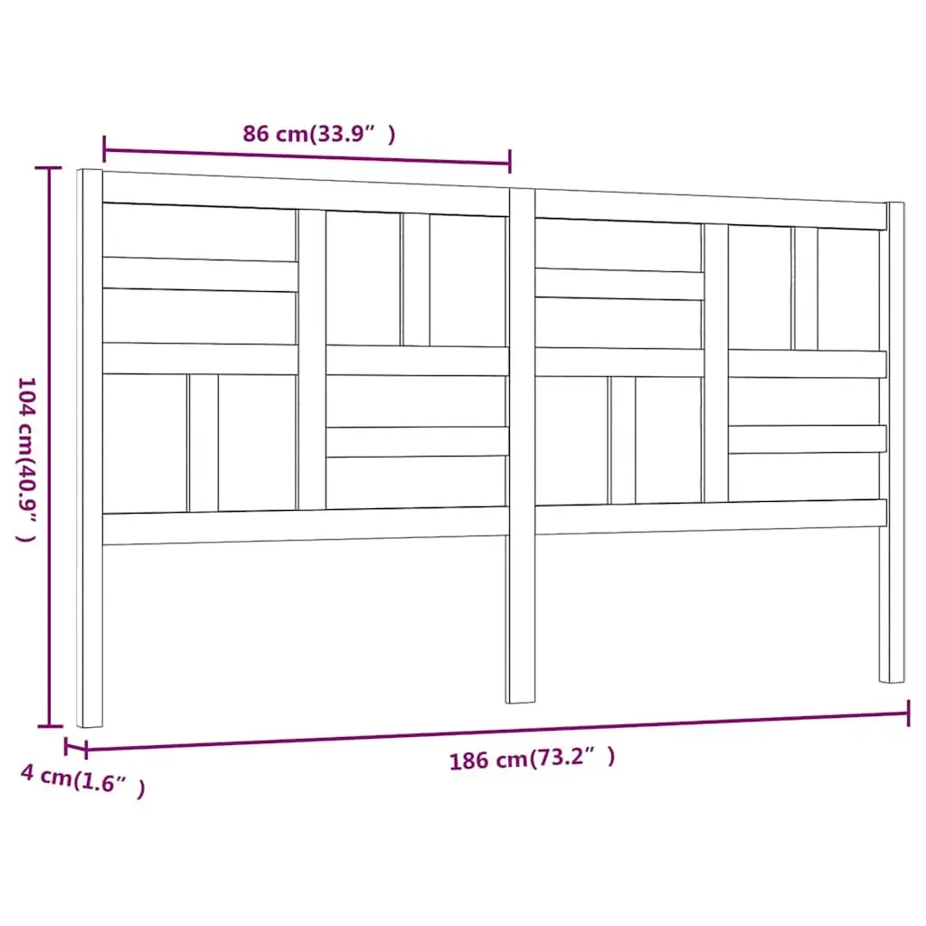 White Wooden Bed Headboard 186cm, Solid Pine Construction