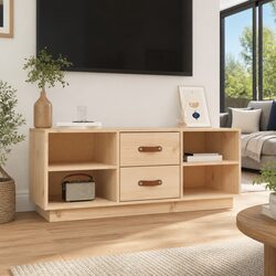 100x34x40 cm TV Cabinet in Solid Pine Wood