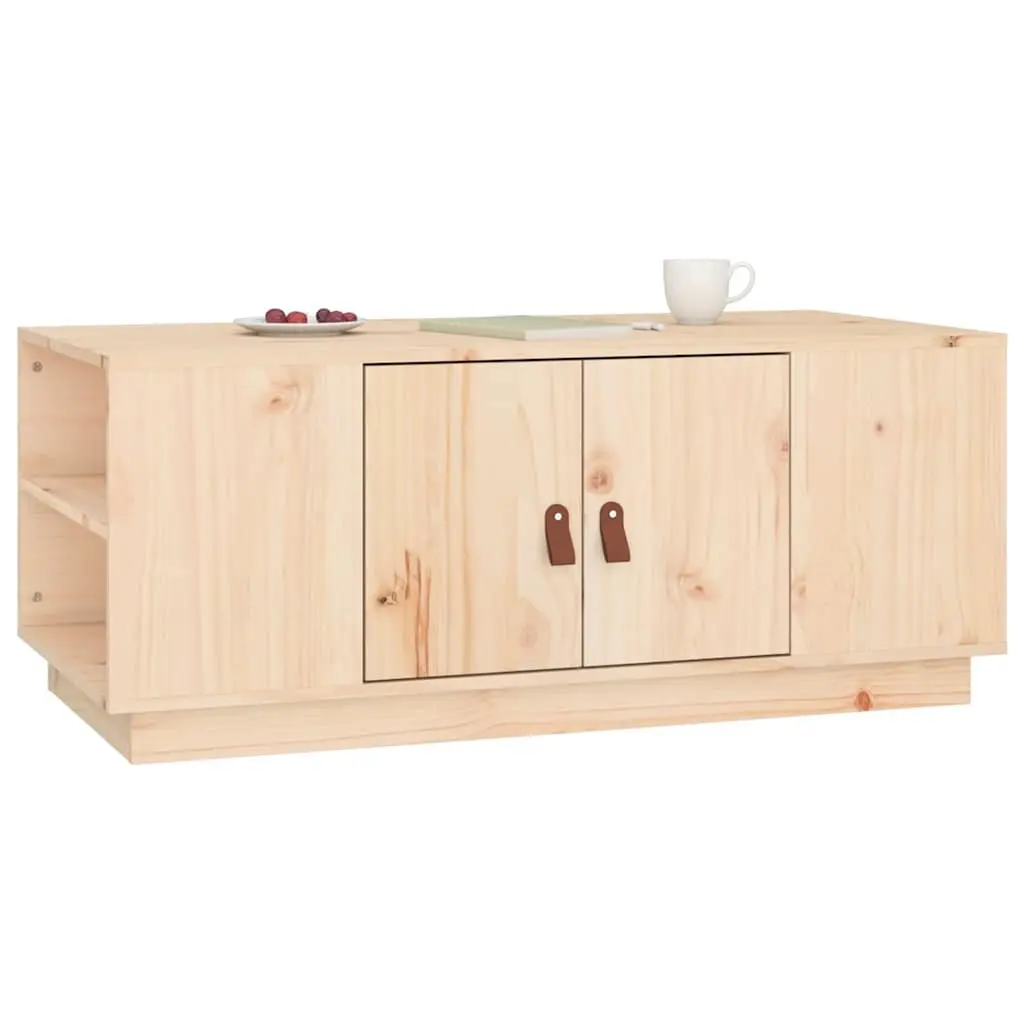 Coffee Table 100x50x41 cm Brown Solid Pine Wood Storage Compartment Shelves
