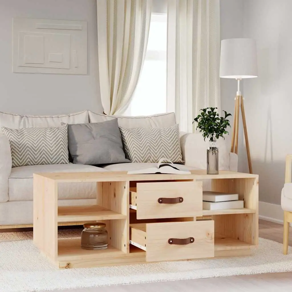Coffee Table 100x50x41 cm with Storage Drawers Shelves Solid Wood Pine Brown