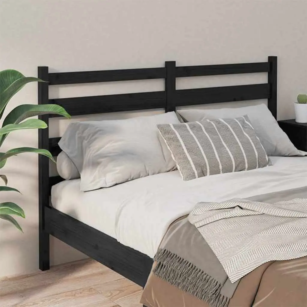 141cm Black Slatted Pine Bed Headboard