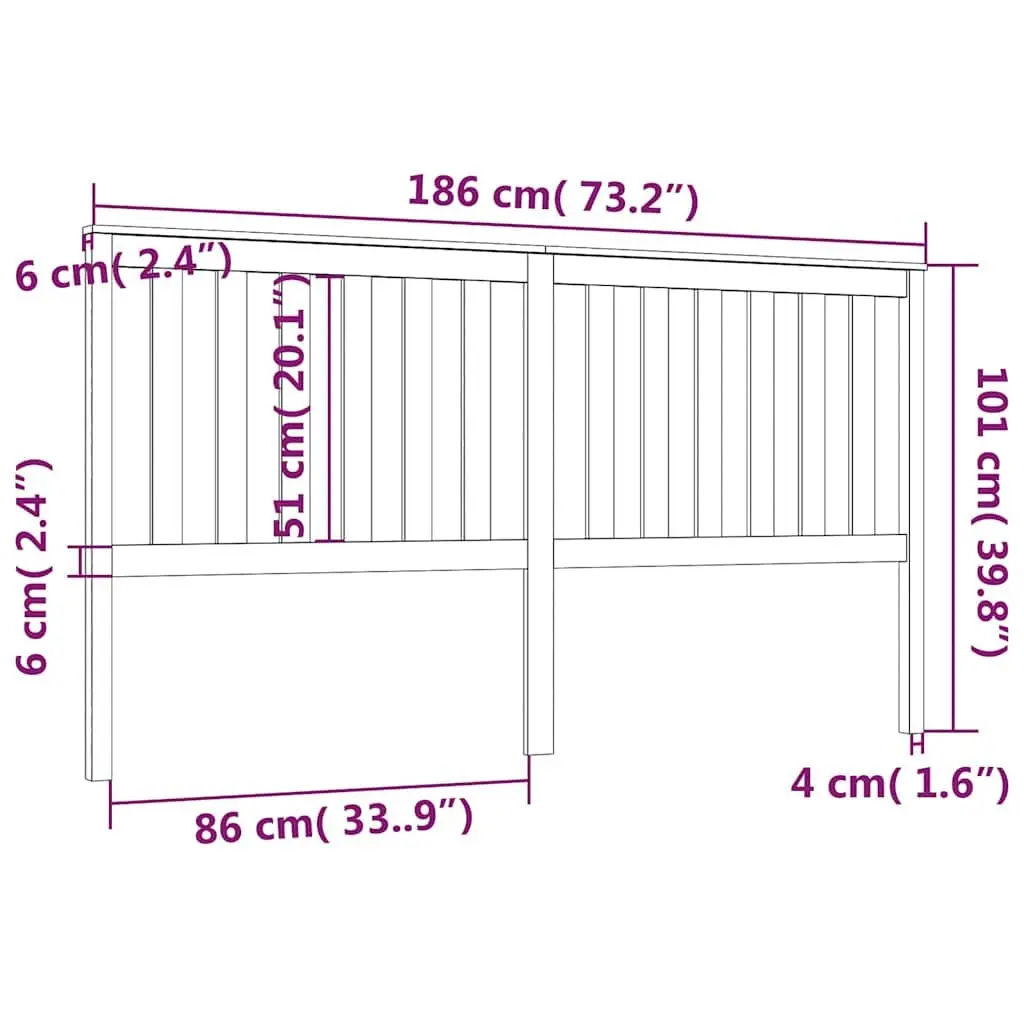 Black Solid Pine Wood Headboard, 186cm