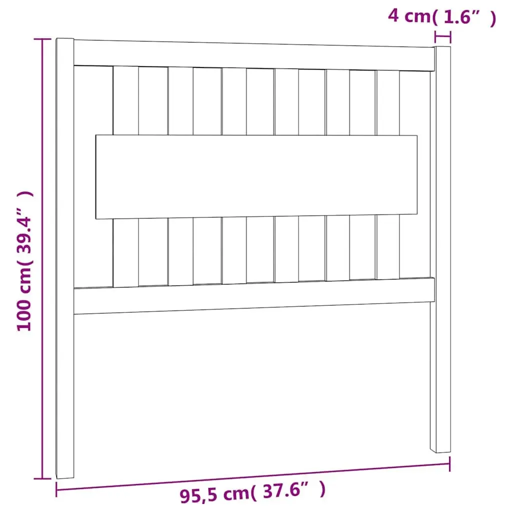 Black Pine Wood Bed Headboard 95.5cm