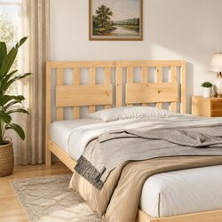 140.5 cm Wooden Bed Headboard in Brown Pine Wood