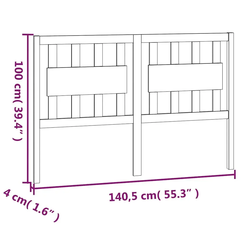 Wooden Bed Headboard for Bedroom 140.5 cm Brown Solid Pine Wood Rustic Furniture