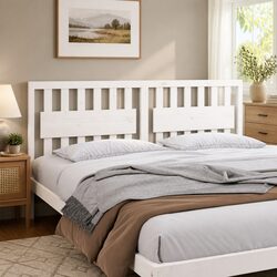 White 185.5 cm Bed Headboard - Solid Pine Construction