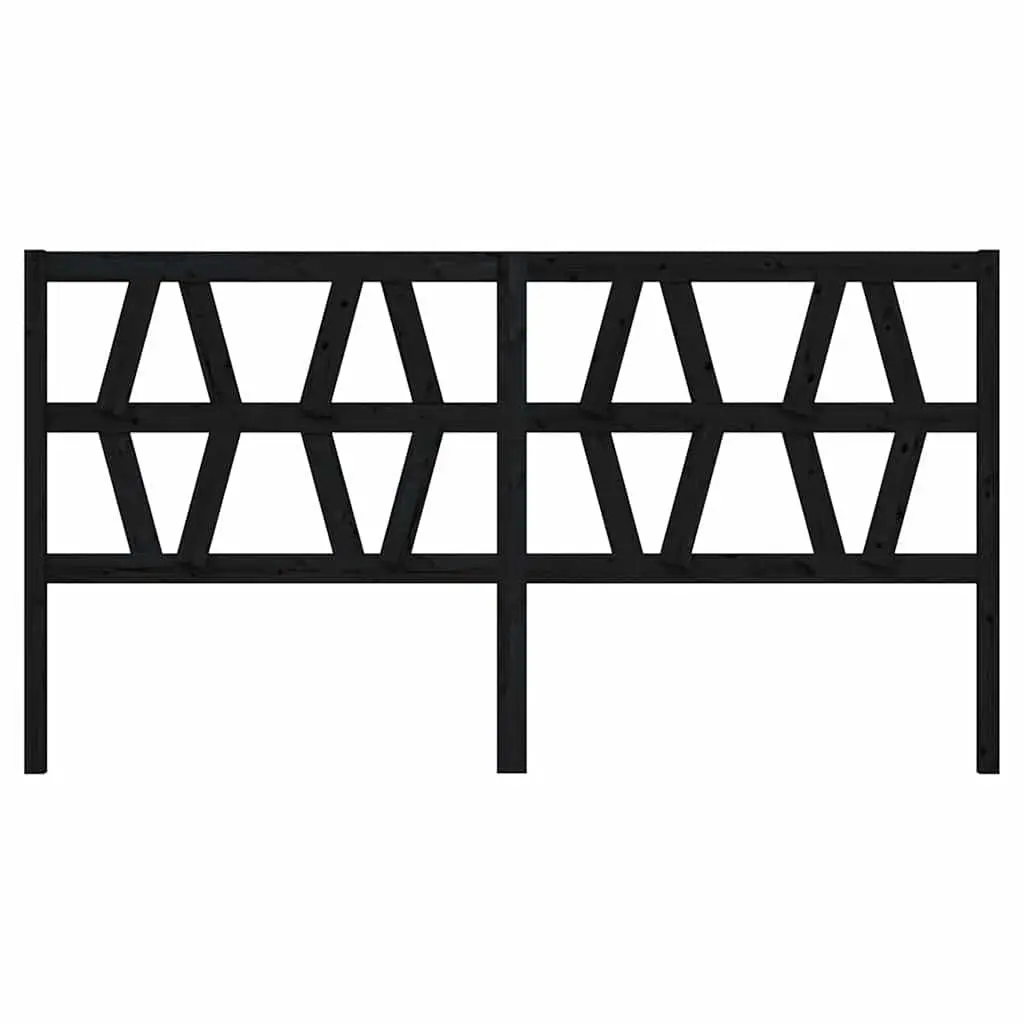Bed Headboard Black 186 cm Solid Wood Pine Slatted Design Bedroom Furniture