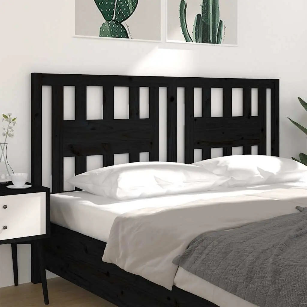 Wooden Bed Headboard for Bedroom 141 cm Black Solid Pine Wood