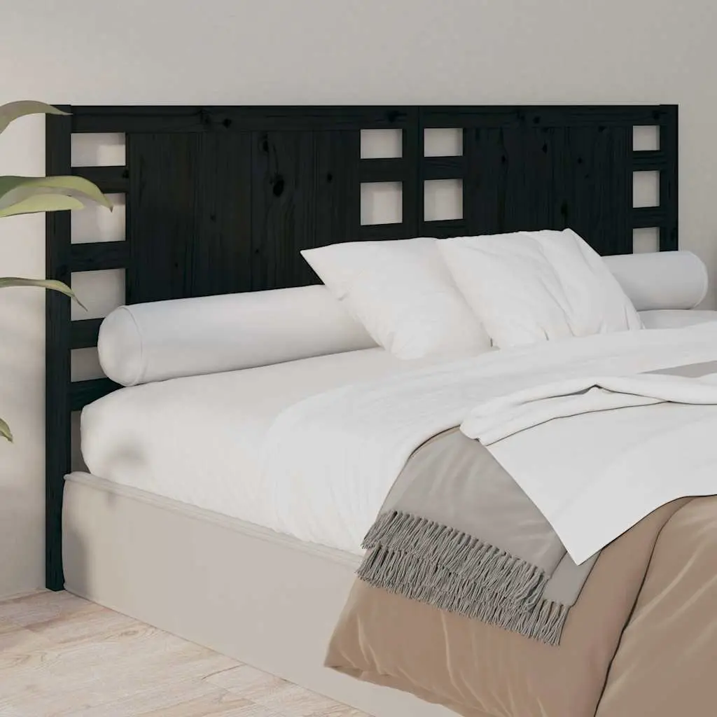 Headboard Black Bedroom 141 cm Solid Wood Pine