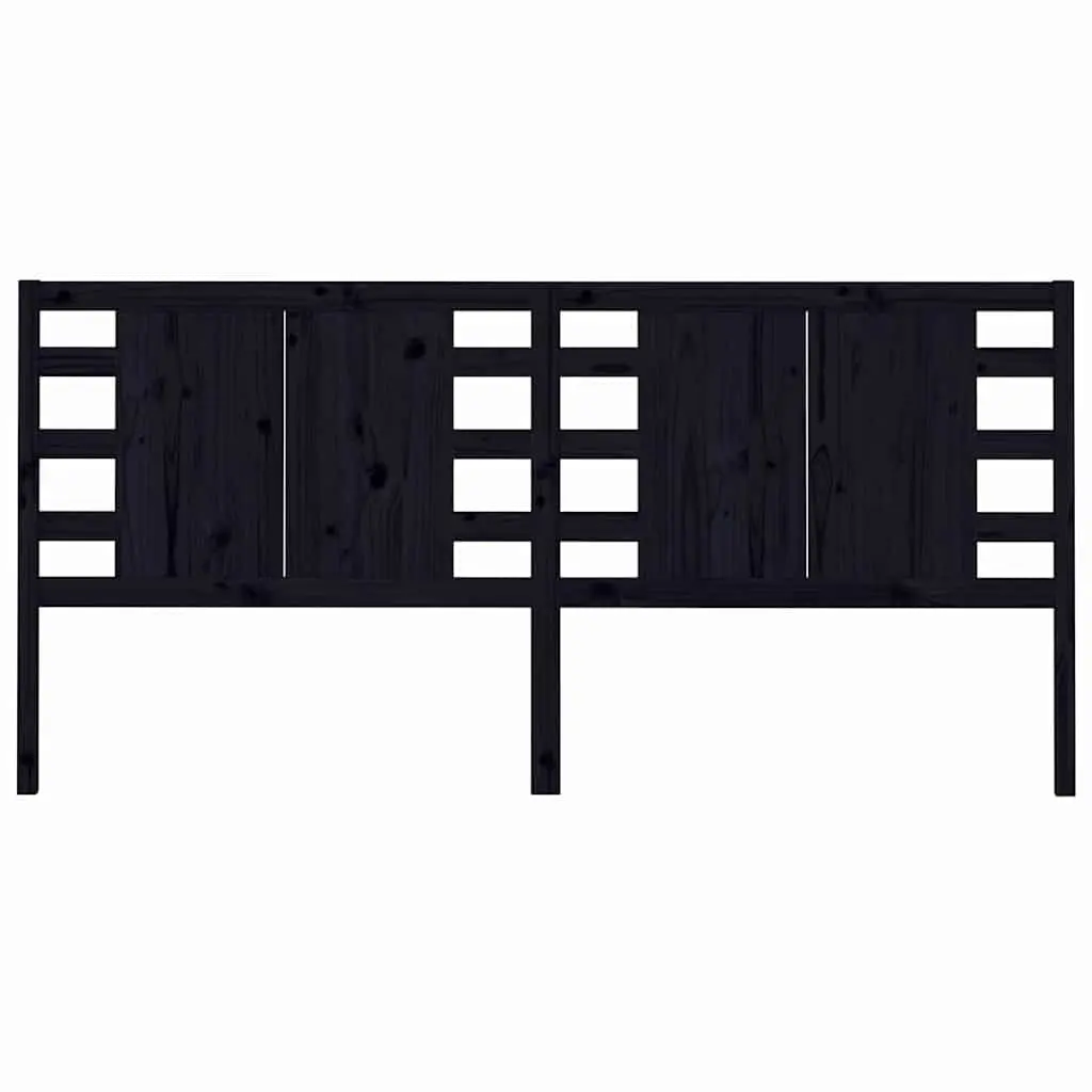 Headboard Black Bedroom 141 cm Solid Wood Pine