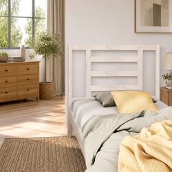 Solid Pine Wood White Bed Headboard - 96 cm Wide