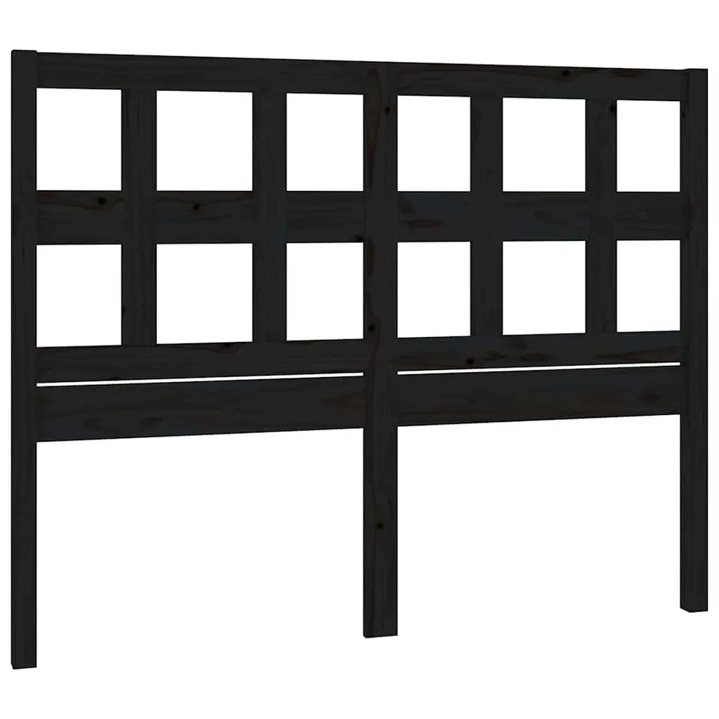 Bed Headboard 185.5cm Black Solid Pine Wood Rustic Bedroom Furniture Wall Mount