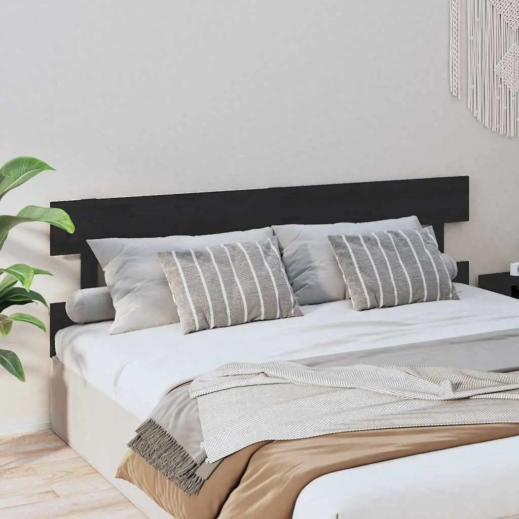 Bed Headboard Black 184cm Solid Wood Pine Bedroom Furniture Back Support