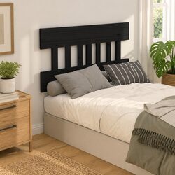 Rustic Pine Wood Bed Headboard in Black – 138.5 cm Wide