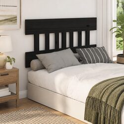 Black Solid Pine Wood Bed Headboard - Dimensions & Material
