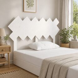 132 cm White Bed Headboard in Solid Pine Wood