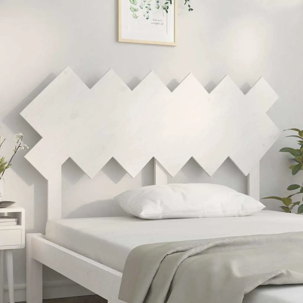 White Solid Pine Wood Bed Headboard 132 cm Wall Mounted Rustic Style for Bedroom