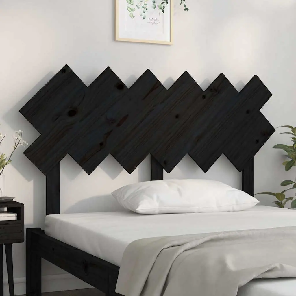 Bed Headboard Black 132cm Solid Wood Pine Rustic Bedroom