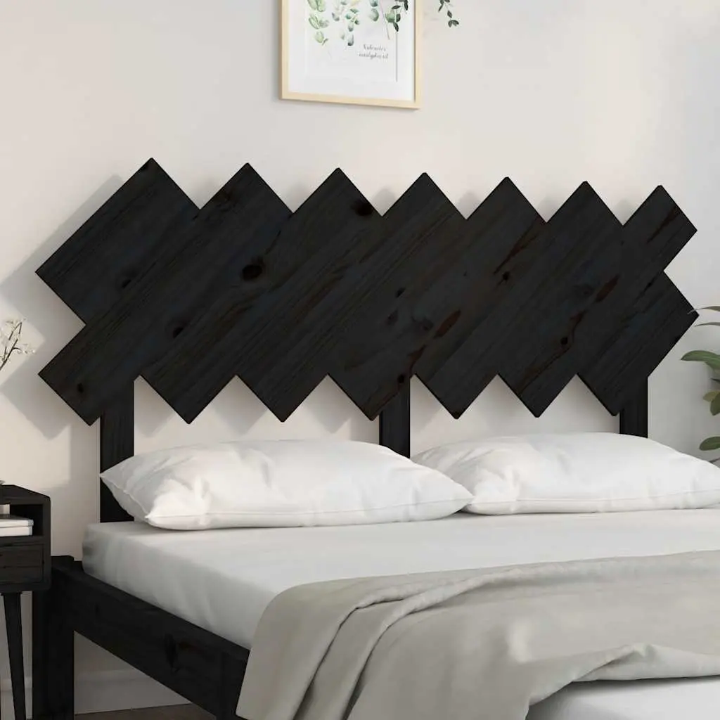Bed Headboard Black 151.5 cm Solid Pine Wood Bedroom Furniture Rustic Headboard
