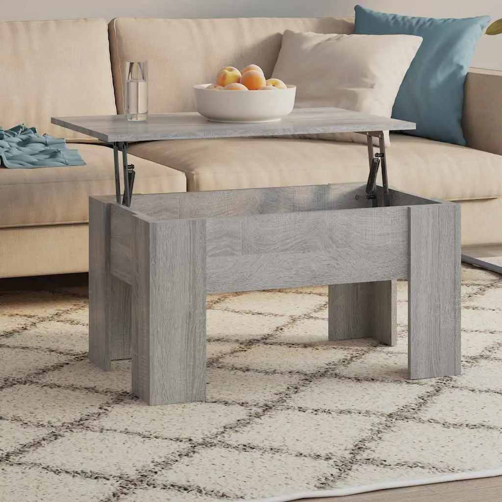 Coffee Table for Living Room Grey Sonoma Lift-Top Storage Compartment 79L x 49W x 41H cm