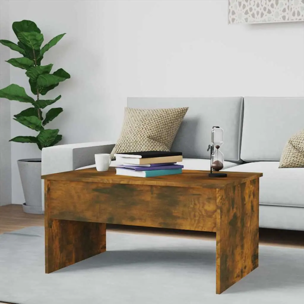 Coffee Table Lift Top Smoked Oak Modern Living Room 80L x 50.5W x 41.5H cm