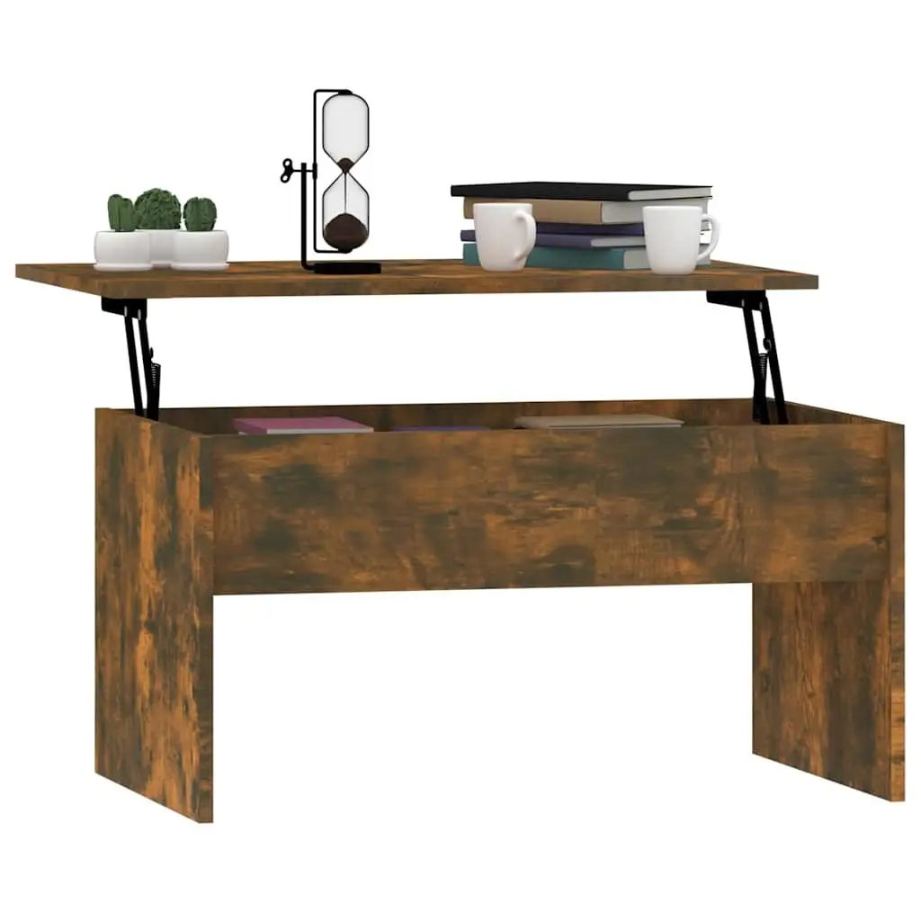 Coffee Table Lift Top Smoked Oak Modern Living Room 80L x 50.5W x 41.5H cm