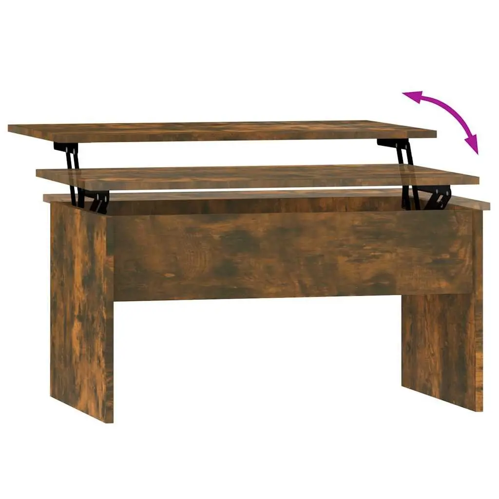 Coffee Table Lift Top Smoked Oak Modern Living Room 80L x 50.5W x 41.5H cm