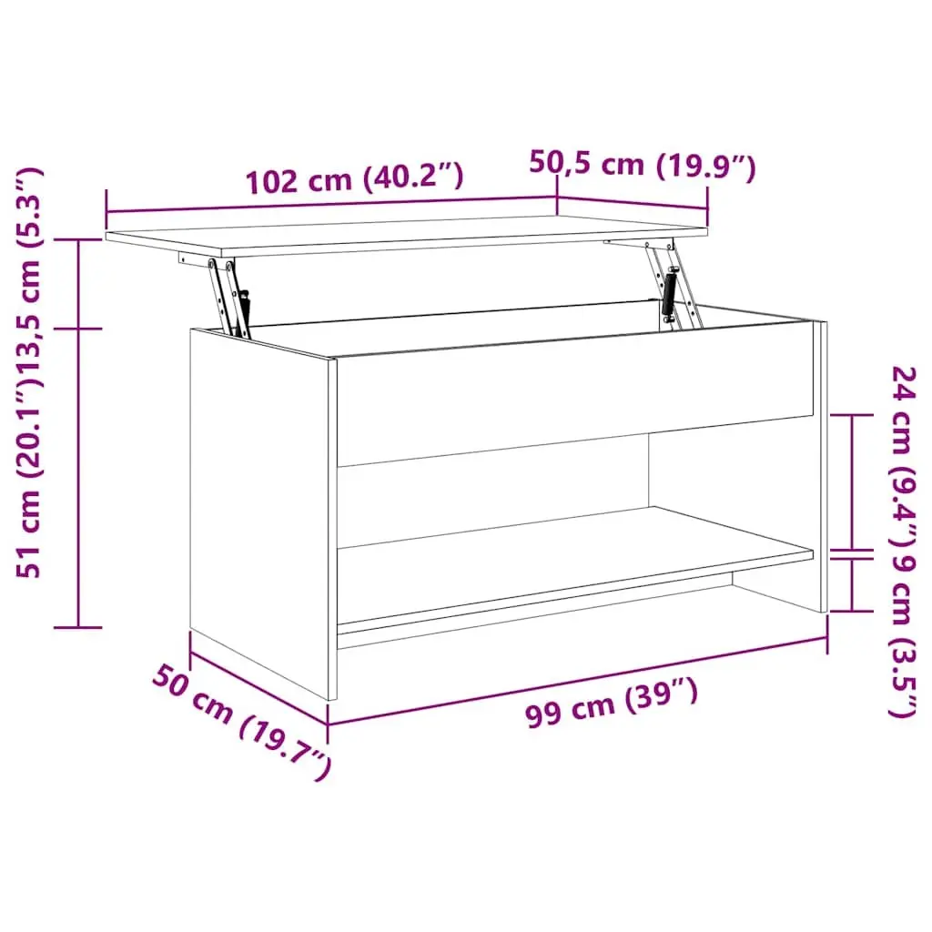 Coffee Table for Living Room Brown Engineered Wood 102 x 50 x 52.5 cm