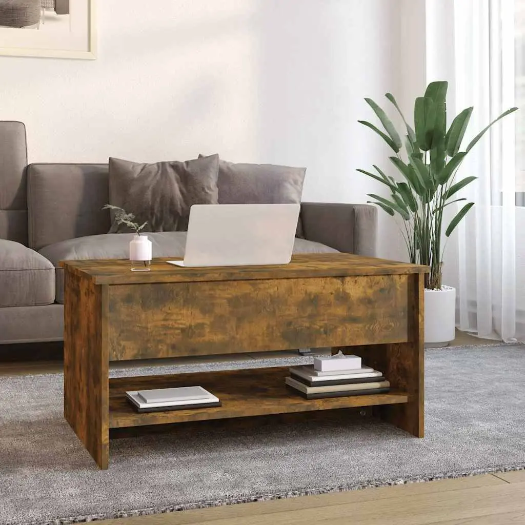 Coffee Table for Living Room Smoked Oak Adjustable Liftable Top