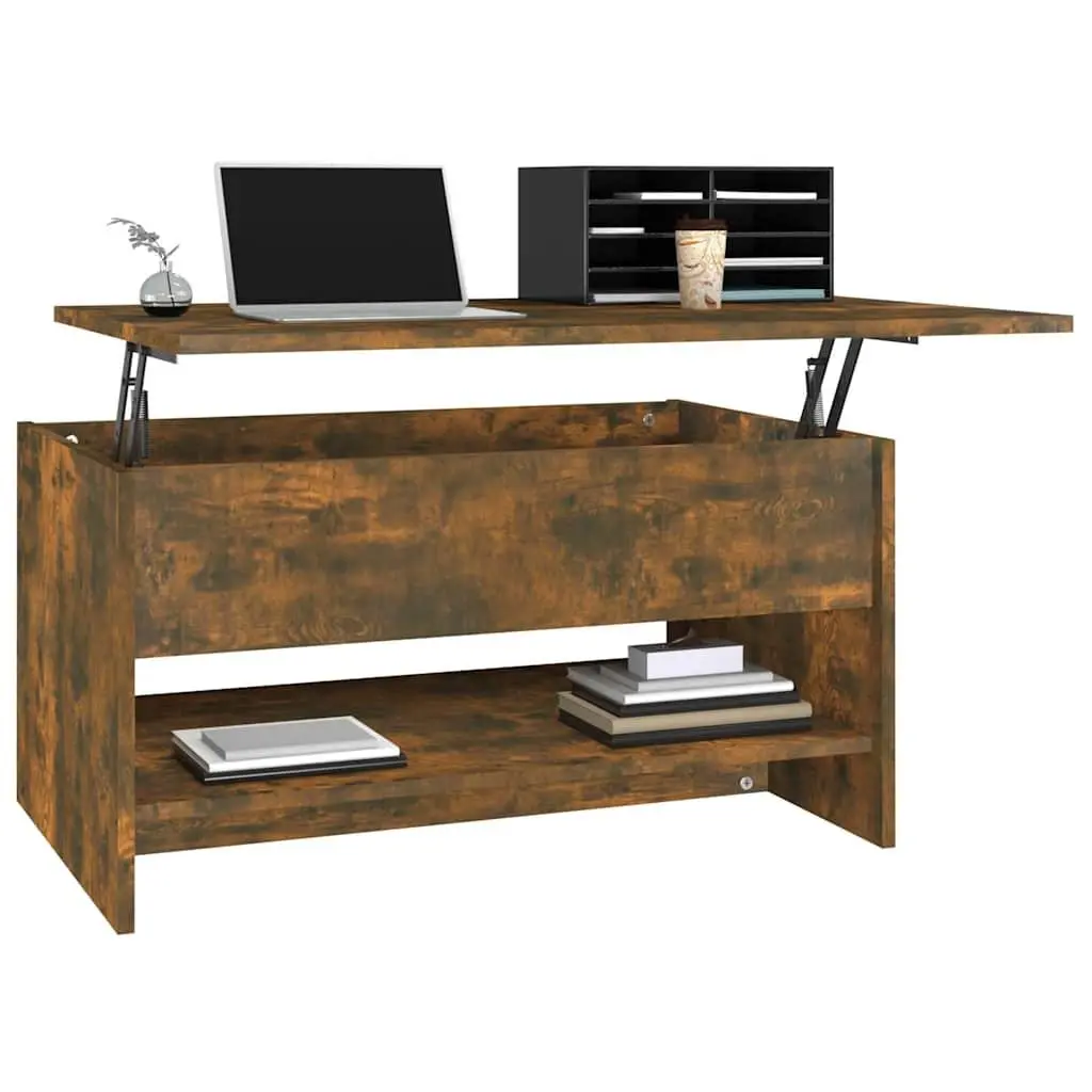 Coffee Table for Living Room Smoked Oak Adjustable Liftable Top