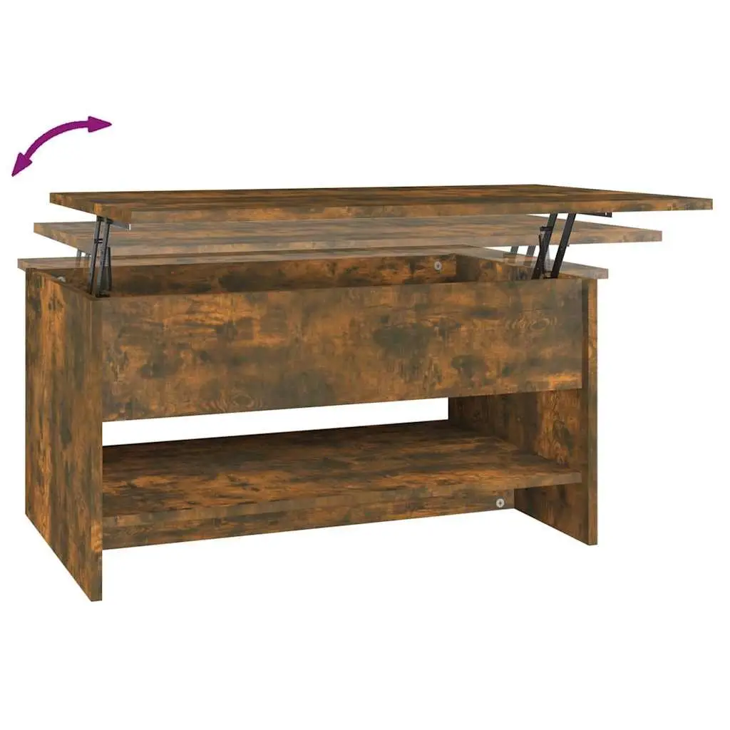 Coffee Table for Living Room Smoked Oak Adjustable Liftable Top