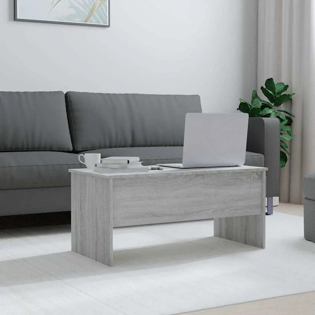 Coffee Table Grey Sonoma with Hidden Storage Compartments Adjustable Liftable