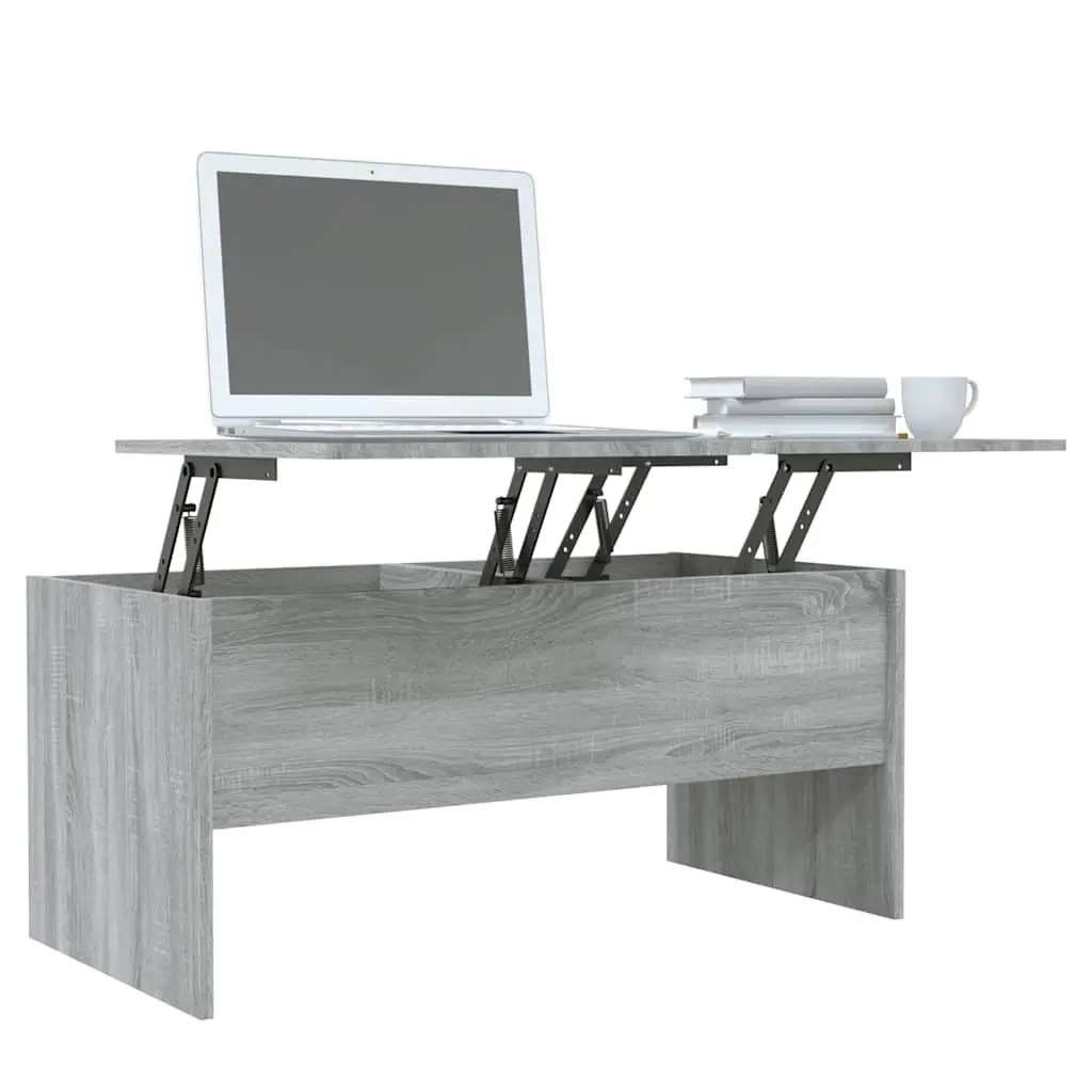 Coffee Table Grey Sonoma with Hidden Storage Compartments Adjustable Liftable