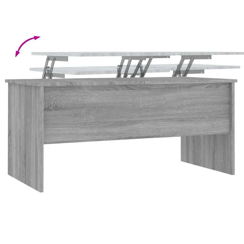 Coffee Table Grey Sonoma with Hidden Storage Compartments Adjustable Liftable