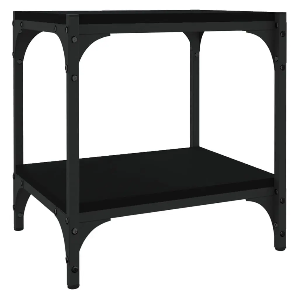 TV Cabinet Black 40x33x41 cm with Shelves Industrial Style Storage Unit