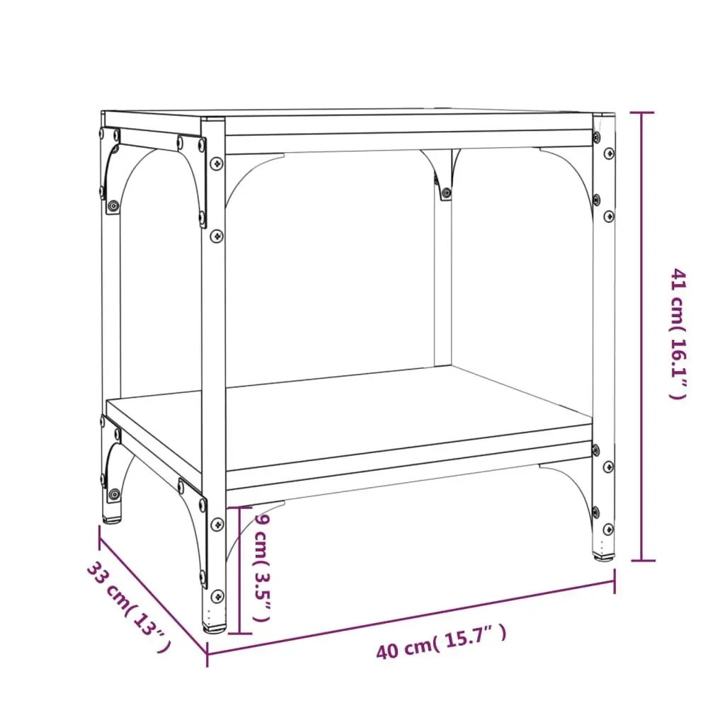 TV Cabinet Living Room Grey 40x33x41cm Industrial Style Storage Unit