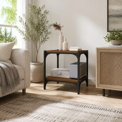 TV Cabinet Brown Oak 40x33x41cm Industrial Engineered Wood Steel Frame Storage